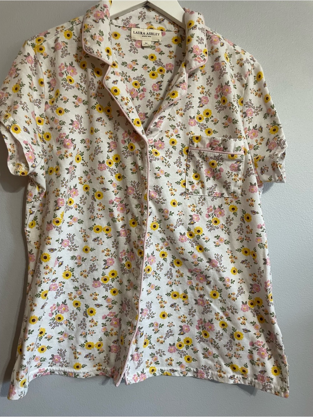 Laura Ashley Cream Floral Short-Sleeve Shirt